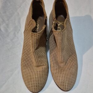 Perforated Tan Ankle Boots